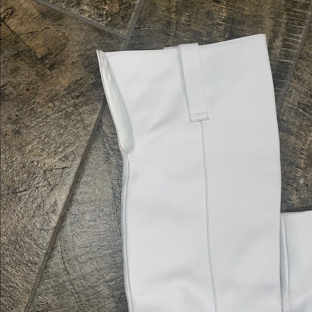 Anthropologie Silent D leather White Over the Knee 3.75”Boots w/ Western flair - Picture 4 of 5